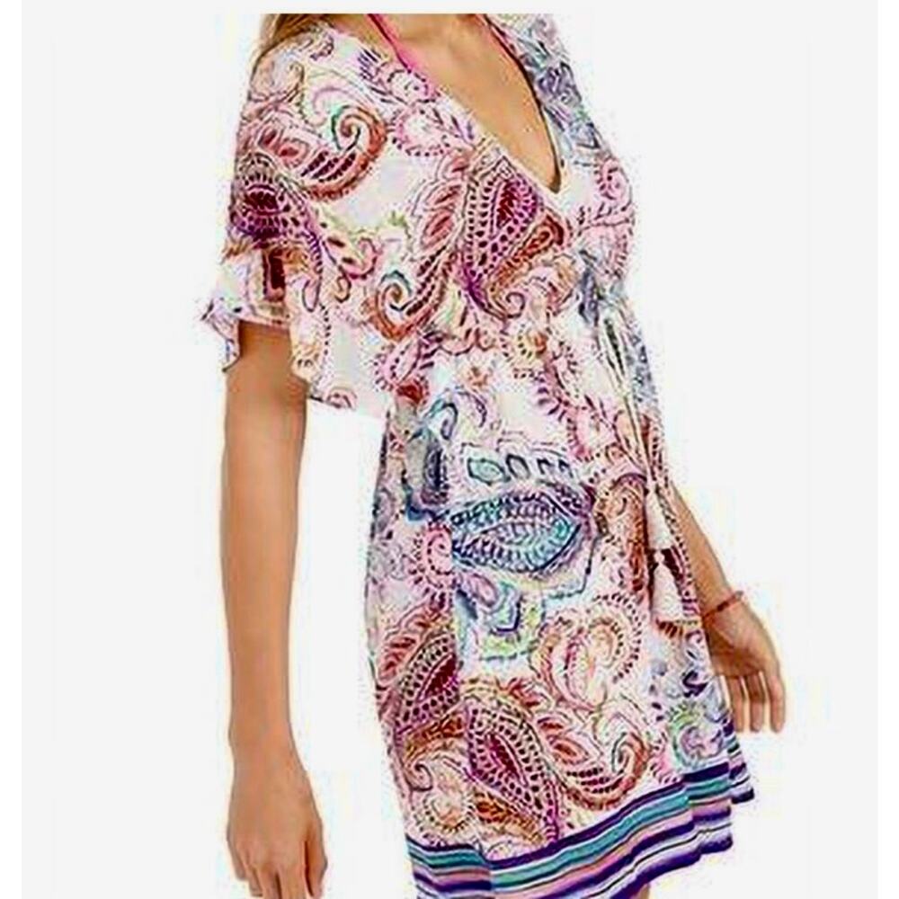 Lauren Ralph Lauren Paisley Cover Up Dress Womens Medium Empire Waist Gauze - Picture 4 of 8